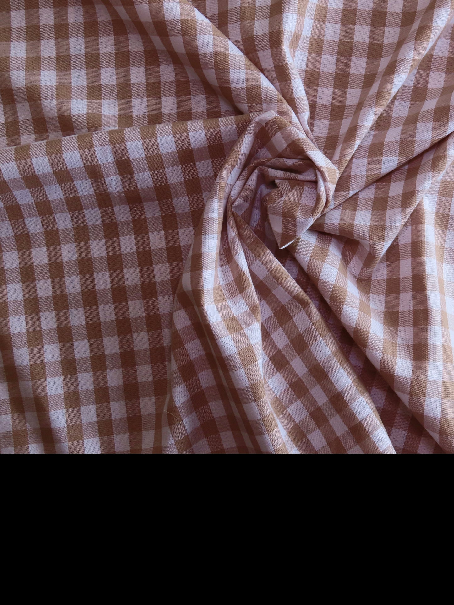 1cm Cotton Gingham - Camel