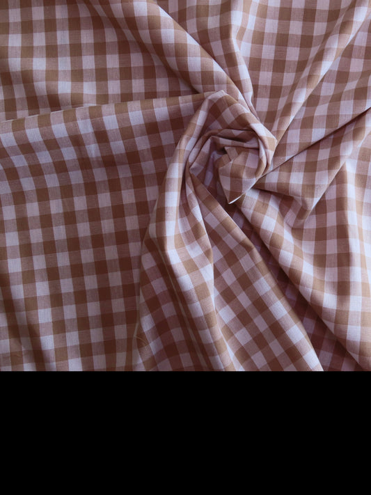 1cm Cotton Gingham - Camel