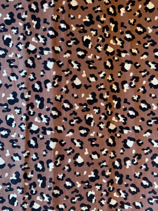 Rust Coloured Leopard Print Double Gauze