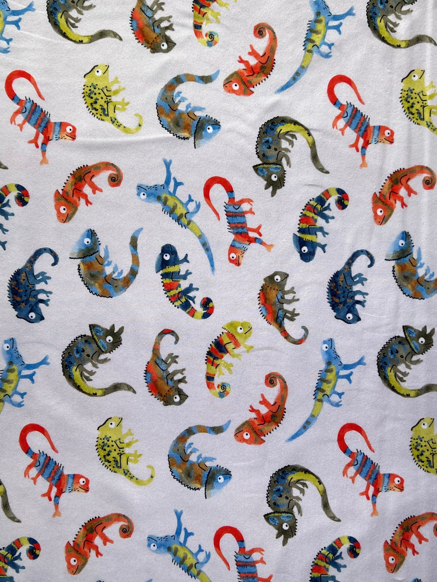Ecru Gecko Print Cotton Jersey
