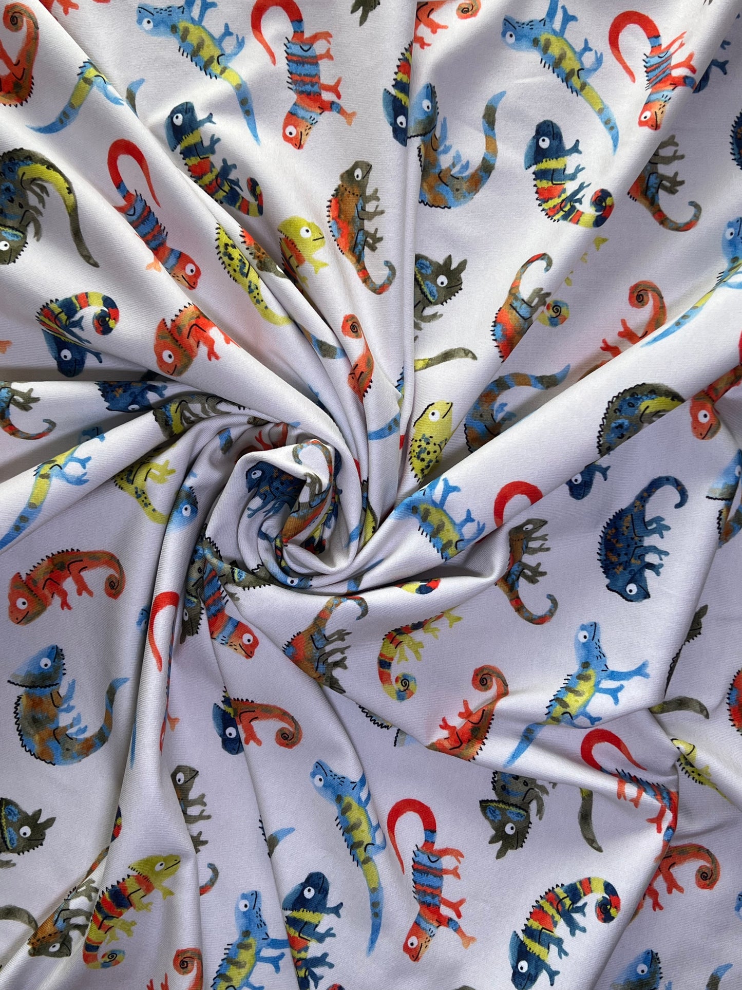 Ecru Gecko Print Cotton Jersey