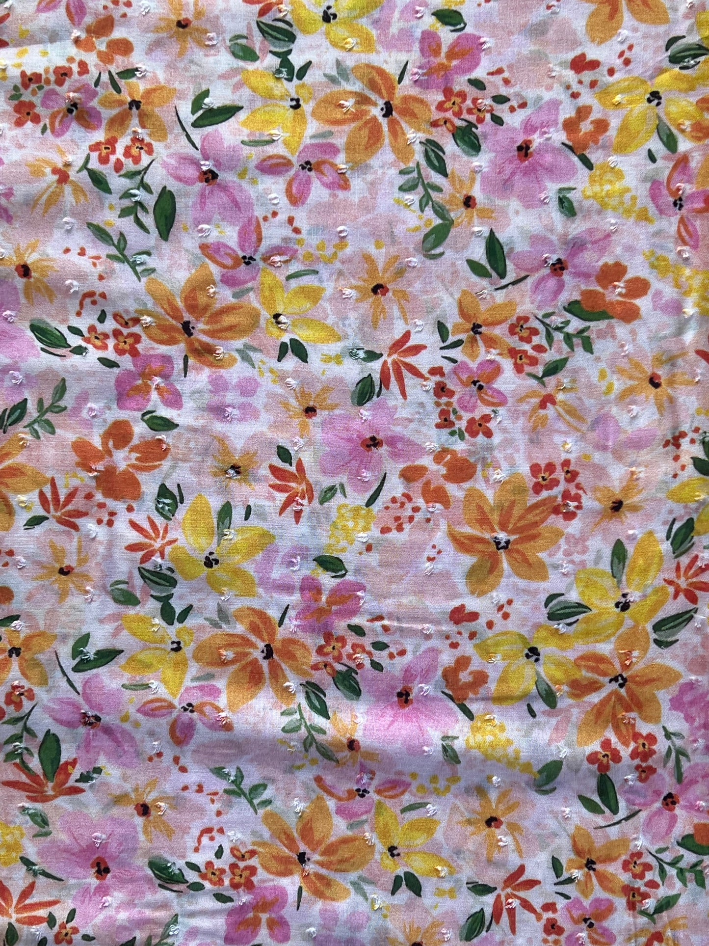 Pink Floral Viscose Dobby