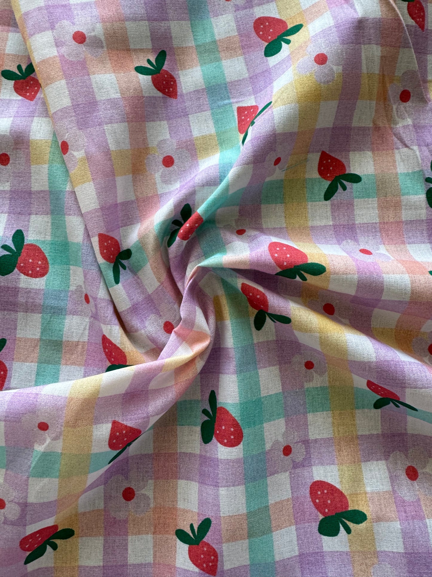 Little Johnny Strawberry Gingham Digital Printed