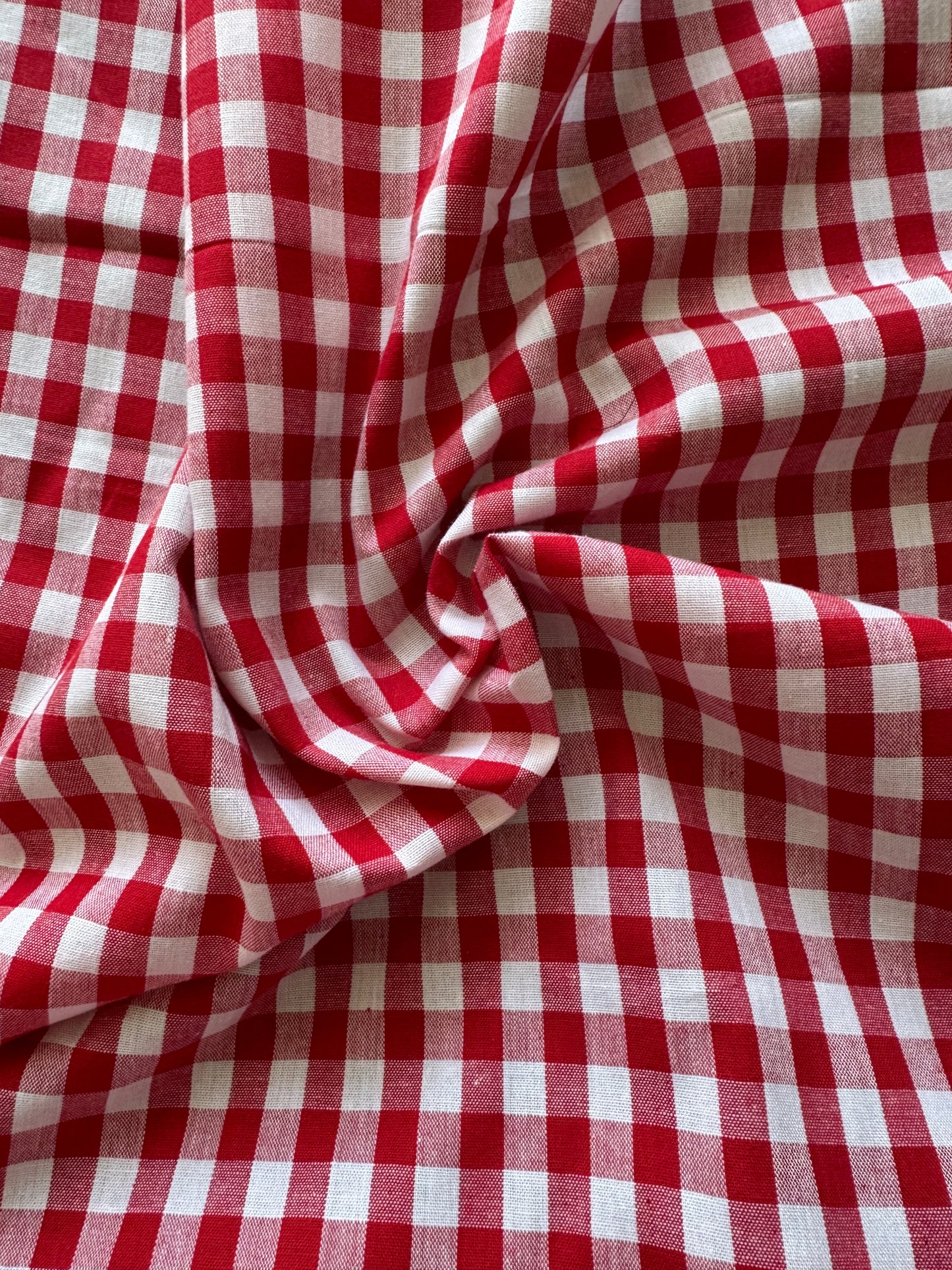 1cm Check Cotton Gingham - Red
