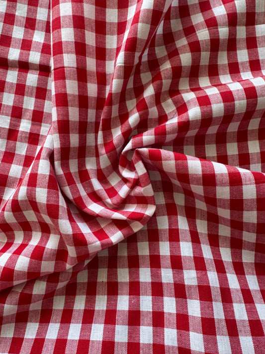 1cm Check Cotton Gingham - Red