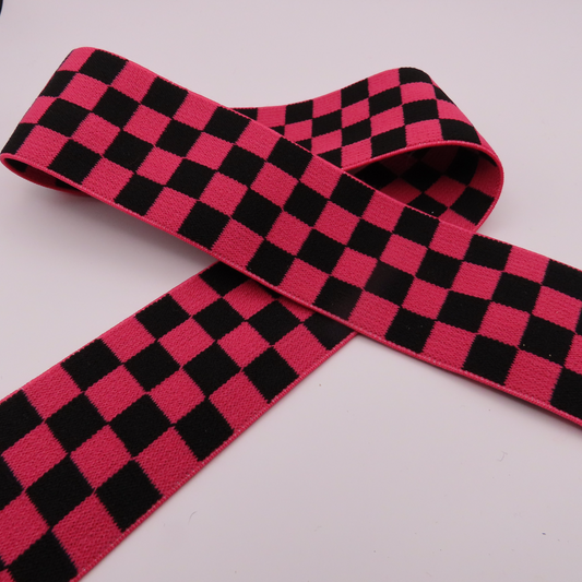 Checkered Waistband Elastic - Pink
