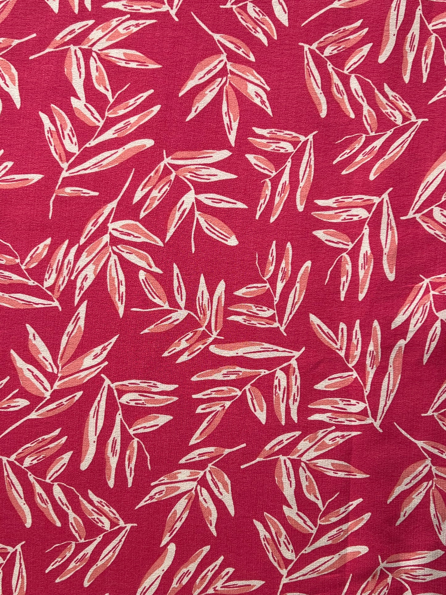 Cream Leaves on a Vibrant Pink Viscose