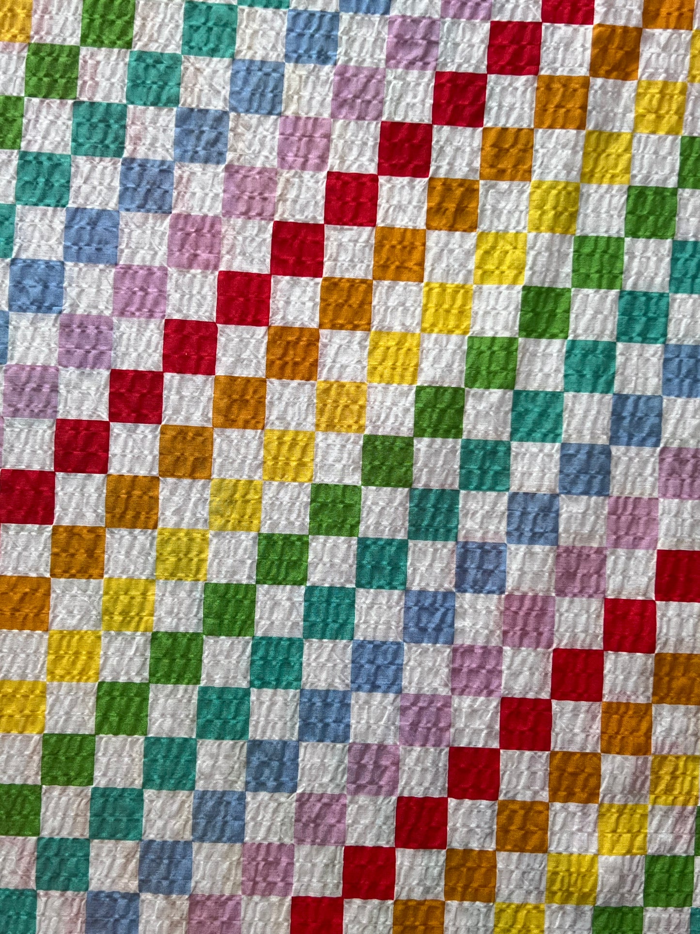 Rainbow Checker Board Cotton Seersucker