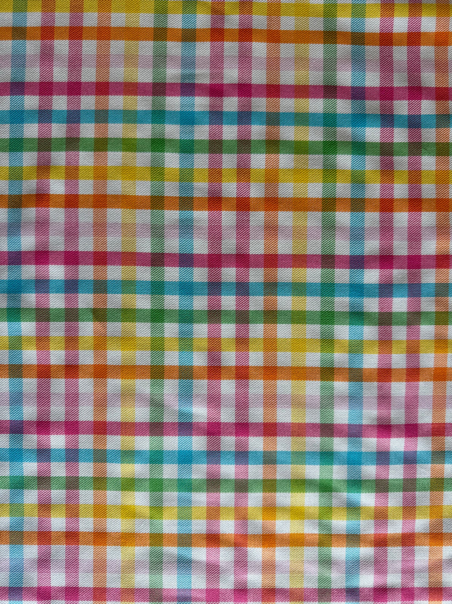 White Rainbow Poly Viscose Tartan