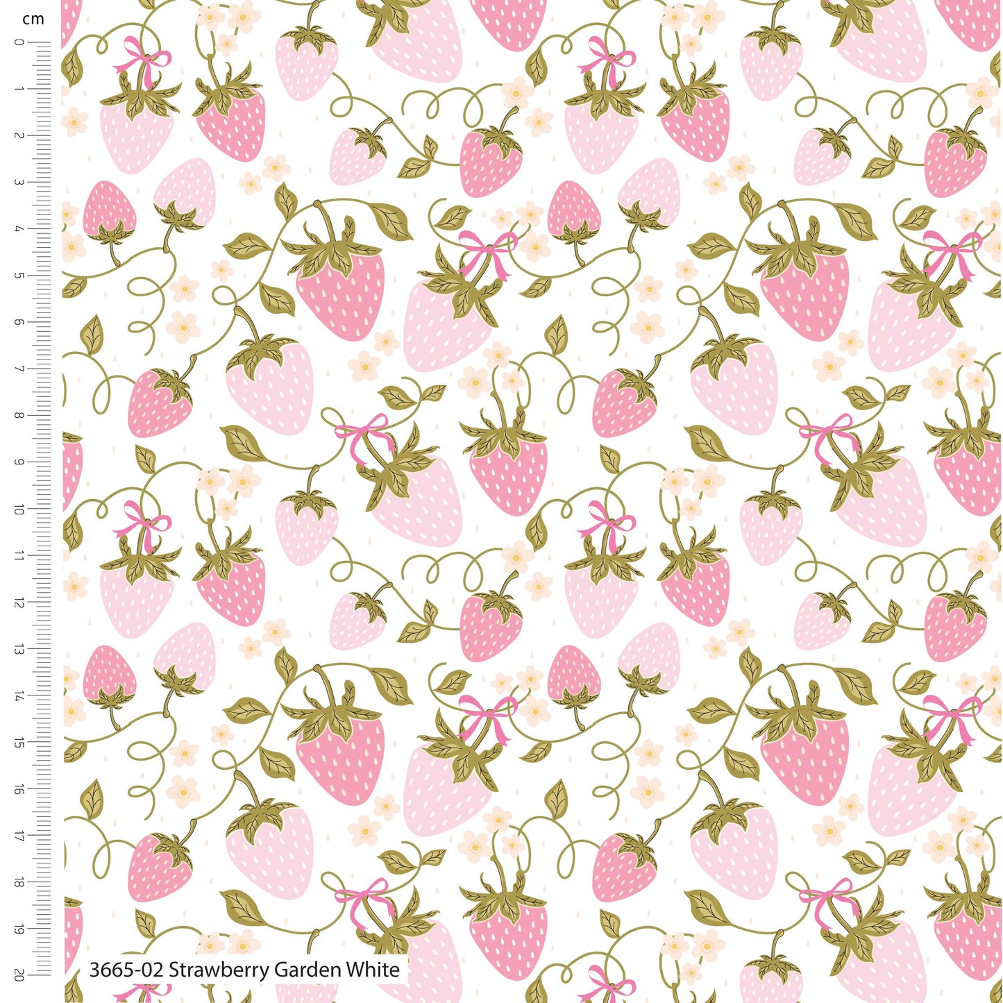 PREORDER The Crafty Pie - Sweet Blooms Strawberry Garden White Cotton