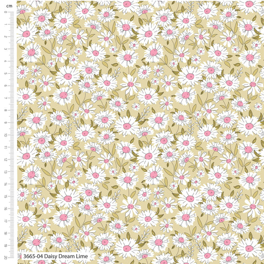 PREORDER The Crafty Pie - Sweet Blooms Daisy Dream Lime White Cotton