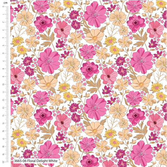 PREORDER The Crafty Pie - Sweet Blooms Floral Delight White Cotton