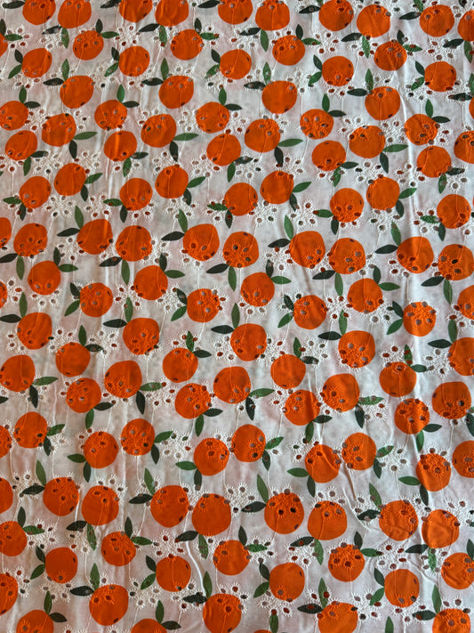 Cotton Anglaise Oranges Print
