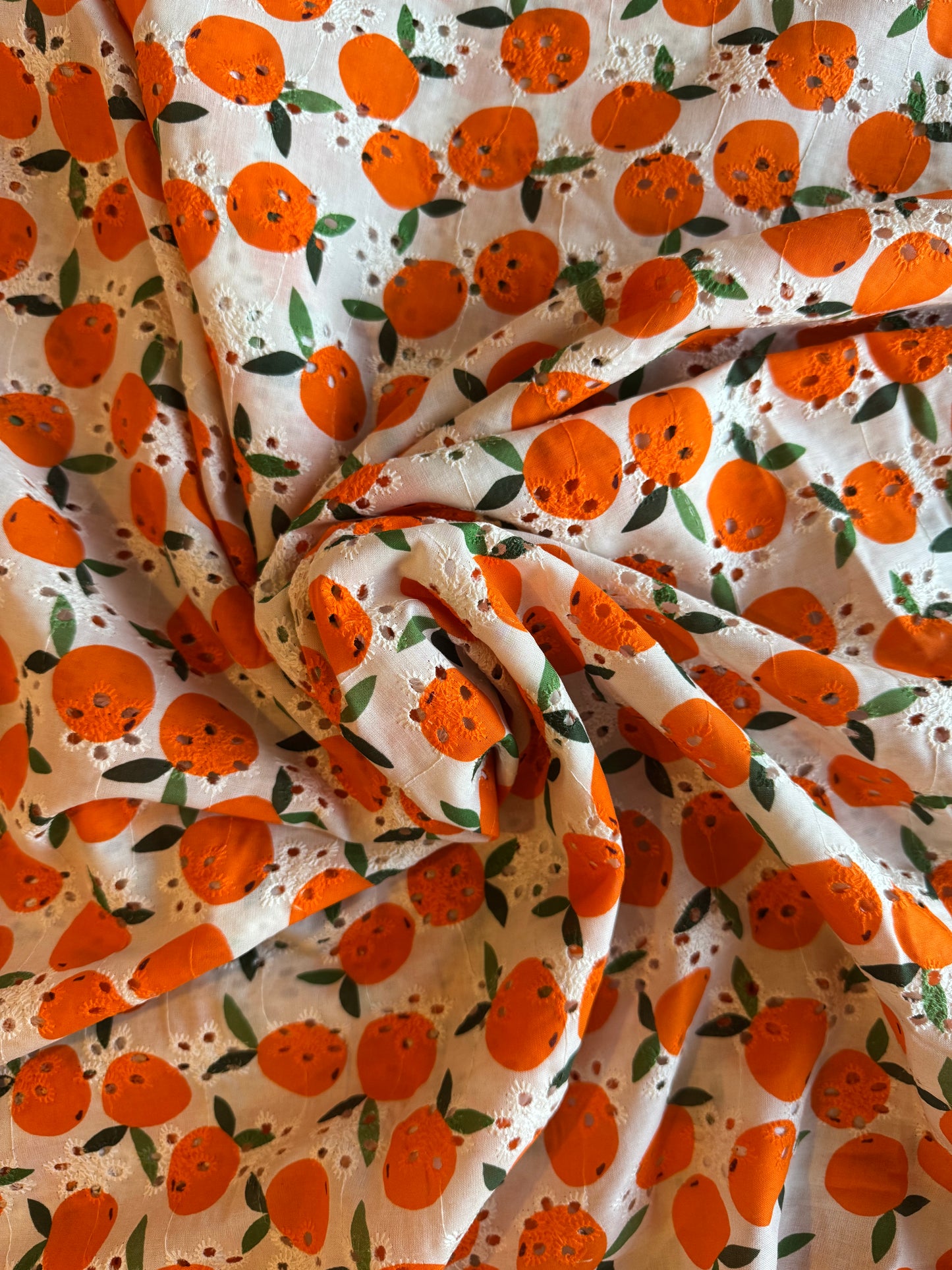 Cotton Anglaise Oranges Print
