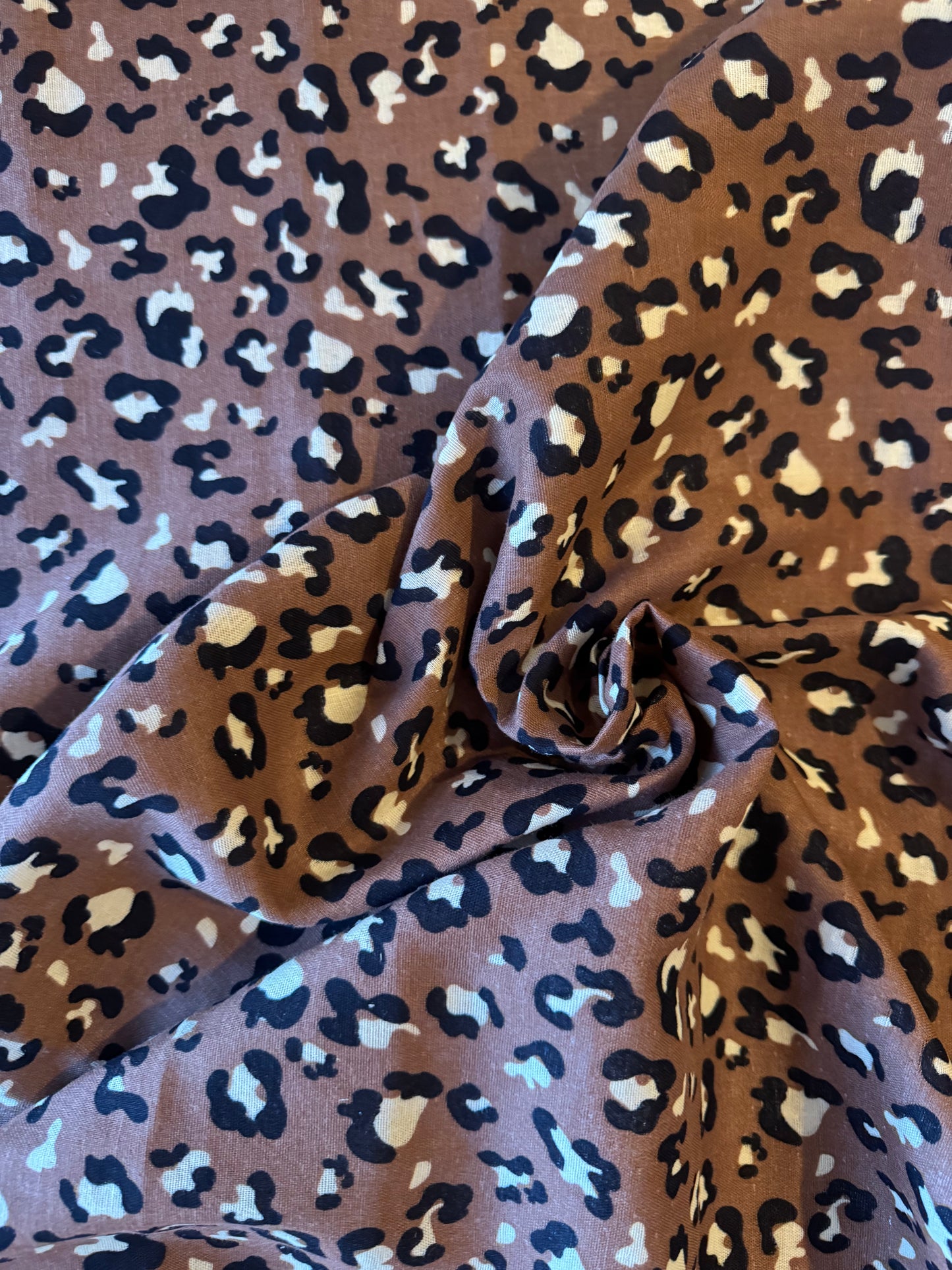 Rust Coloured Leopard Print Double Gauze