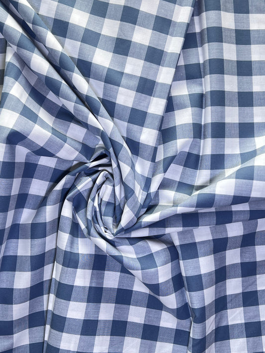 Large Check Cotton Gingham - Denim