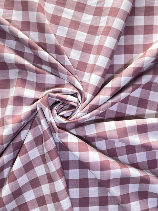 Large Check Cotton Gingham - Mauve