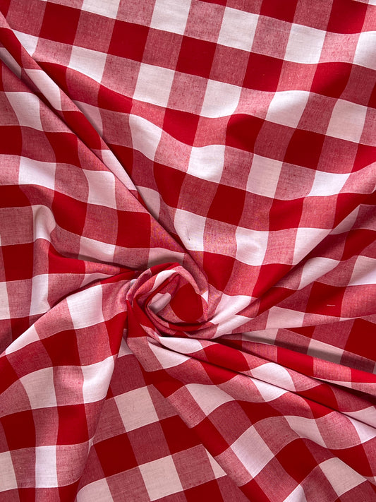 1 inch Gingham Cotton - Red