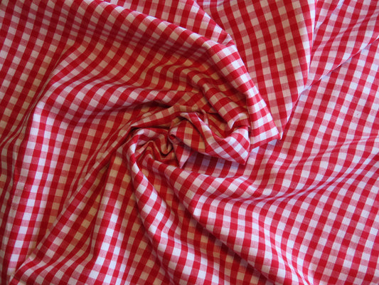 1cm Check Cotton Gingham - Red