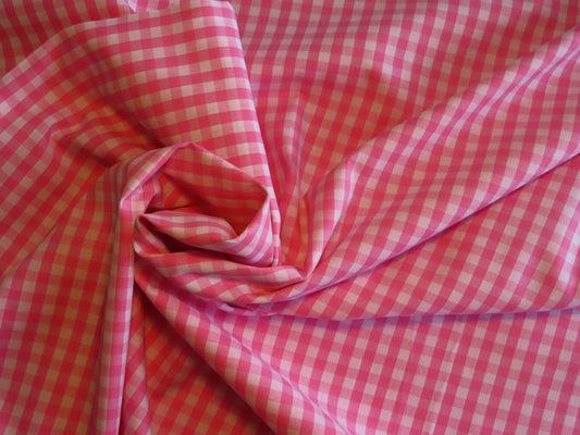 1cm Check Cotton Gingham - Pink