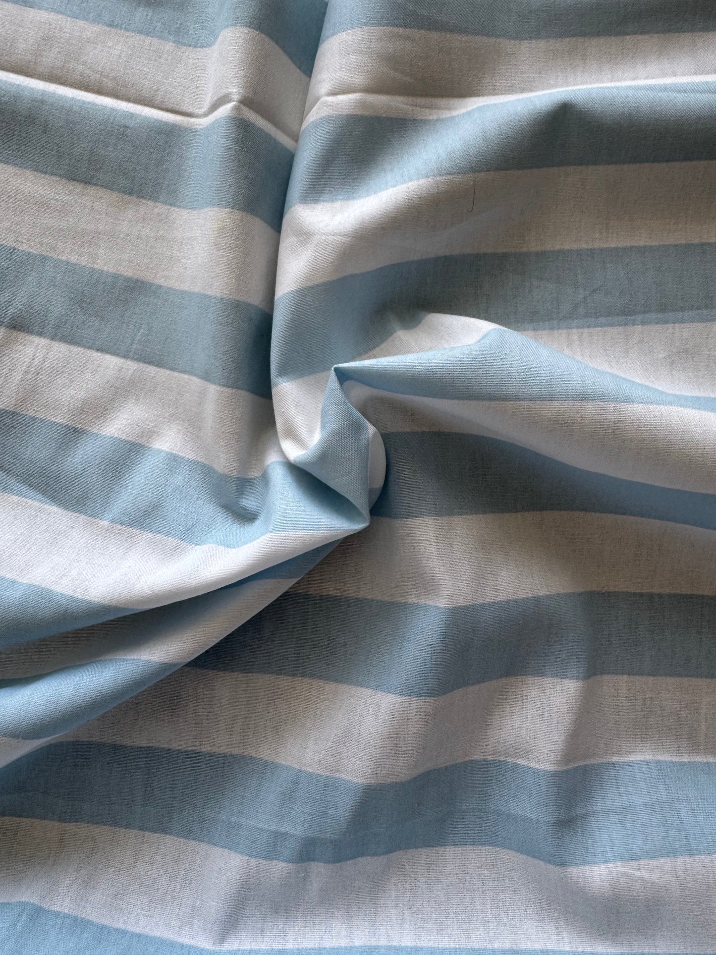 Wide Stripe Cotton Poplin - Light Blue