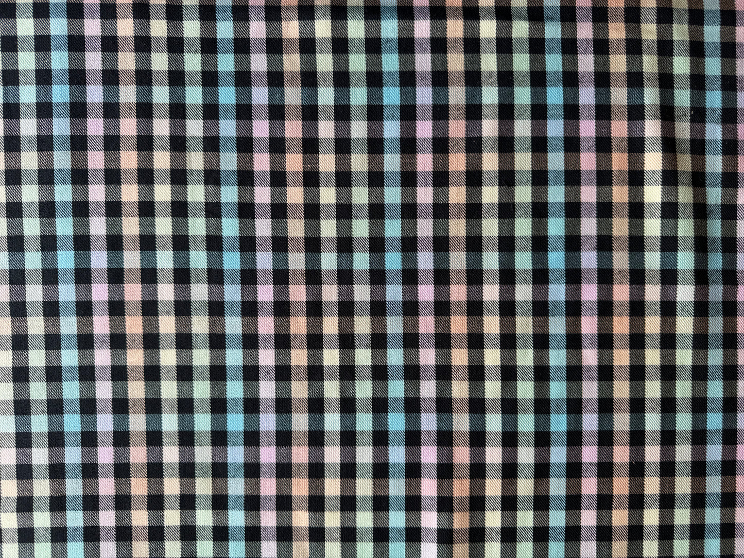 Black Rainbow Poly Viscose Tartan