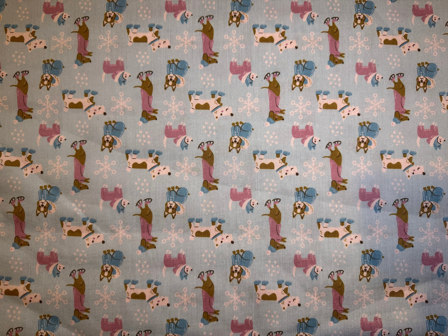 Christmas Dogs Poly Cotton Fabric